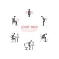 Joint pain. Flat icons set. Vector