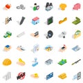 Joint stock company icons set, isometric style