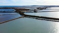 Aerial view of salt marshes Las Salinas de Santapola, Spain.