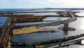 Aerial view of salt marshes Las Salinas de Santapola, Spain.