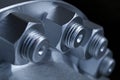 Joint of two flanges by bolts and nuts Royalty Free Stock Photo