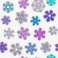 Jointless texture of different snowflakes on white background Royalty Free Stock Photo