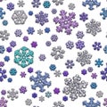 Jointless texture of different snowflakes on white background Royalty Free Stock Photo