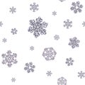 Jointless texture of different snowflakes on white background Royalty Free Stock Photo