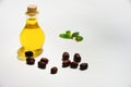 Jojoba oil on white background