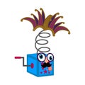 Joke box with a harlequin hat. April fool day