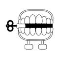 Joke teeth box cartoon isolated in black and white
