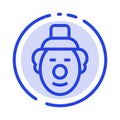 Joker, Clown, Circus Blue Dotted Line Line Icon