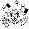 Joker with a deck of cards