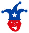 Flat Raster Joker Icon in American Democratic Colors with Stars