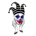 Joker. Sad clown. Sad smile. Drawing of the face of a circus performer. mask of lycidea, lycimer, trickster, rogue Royalty Free Stock Photo