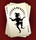 Joker silhouette on playing cards Royalty Free Stock Photo