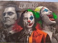 Joker street art painting, face.