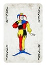 Joker Vintage playing card - isolated on white Royalty Free Stock Photo