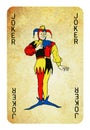 Joker Vintage playing card - isolated on white Royalty Free Stock Photo