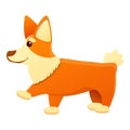 Joking corgi dog icon, cartoon style