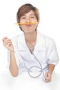 Joking doctor Royalty Free Stock Photo