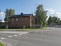 Jokkmokk, Norrbotten, Sweden, Agust 17, 2021: main street at Jokkmokk at summer sunny day.