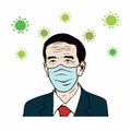 Joko Widodo President of Indonesia Wearing Healthy Mask, Corona Virus, Covid-19, Flat Vector Design Royalty Free Stock Photo