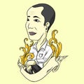 Jokowi Joko Widodo. Color Portrait Drawing Vector