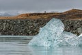 Jokulsarlon Glacier Lagoon in Iceland. Bright Iceberg in Water.