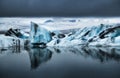 Jokulsarlon glacier lagoon, Vatnajokull national park, Iceland. Ocean bay and icebergs. Summer season. Natural Icelandic landscape Royalty Free Stock Photo