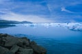 Jokulsarlon Ice Beach with numerous white crystal iceberg floating in Turquoise sea , Vatnajokull, Iceland Royalty Free Stock Photo