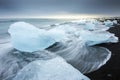Jokulsarlon with icebergs beached