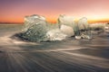 Jokulsarlon with icebergs beached