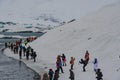 Tourists having a fun day at the jokulsarlon glacier lagoon tourist destination