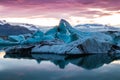 jokulsarlon Lagoon in Iceland at Sunset