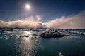 Jokulsarlon - May 05, 2018: Panorama of the Iceberg lagoon of Jokulsarlon, Iceland Royalty Free Stock Photo