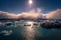 Jokulsarlon - May 05, 2018: Panorama of the Iceberg lagoon of Jokulsarlon, Iceland Royalty Free Stock Photo