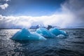 Jokulsarlon - May 05, 2018: Stunning blocks of ice in the Iceberg lagoon of Jokulsarlon, Iceland Royalty Free Stock Photo