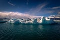 Jokulsarlon - May 05, 2018: Stunning blocks of ice in the Iceberg lagoon of Jokulsarlon, Iceland Royalty Free Stock Photo