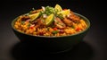 Jollof rice is a West African dish of rice cooked in a tomato-based sauce flavored with spices.