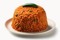 Jollof Rice On A White Background. Generative AI Royalty Free Stock Photo