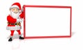 Jolly Cartoon Christmas Santa Pointing at Blank Si