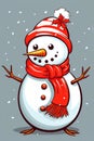 A jolly cartoon snowman