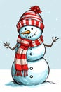 A jolly cartoon snowman