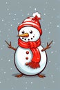 A jolly cartoon snowman