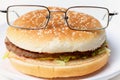 Jolly clever sandwich with glasses Royalty Free Stock Photo