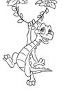 Jolly dinosaur character jump liana jungle illustration cartoon coloring