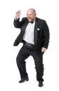 Jolly Fat Man in Tuxedo and Bow tie Shows Emotions Royalty Free Stock Photo