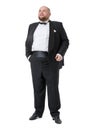 Jolly Fat Man in Tuxedo and Bow tie Shows Emotions Royalty Free Stock Photo