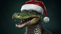 Jolly Gator: Festive Crocodile Spreading Holiday Cheer