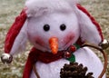 A jolly little snowman decked out for winter