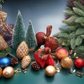Jolly panorama of playthings and decked boughs Royalty Free Stock Photo