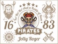 Jolly Roger - Pirate design elements. Vector set Royalty Free Stock Photo