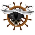 Jolly Roger Pirate ship`s wheel saber Royalty Free Stock Photo